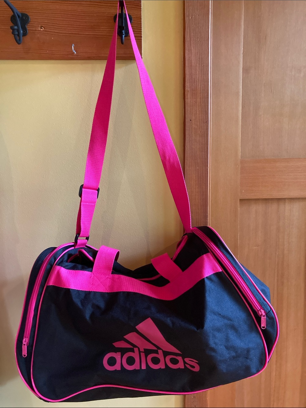 adidas Black and Hot Pink Travel Duffel Bag